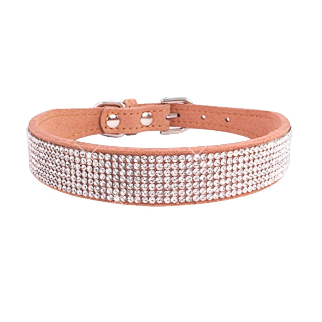 Comfortable Suede Fiber Crystal Dog Collar