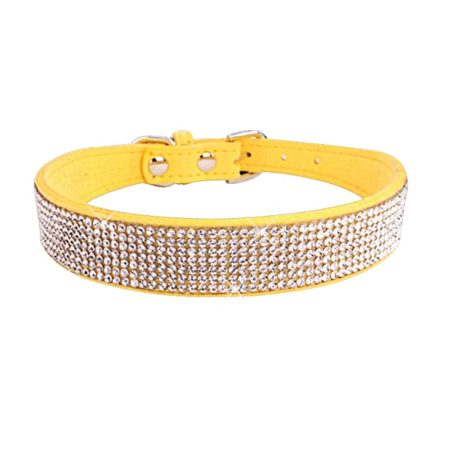 Comfortable Suede Fiber Crystal Dog Collar